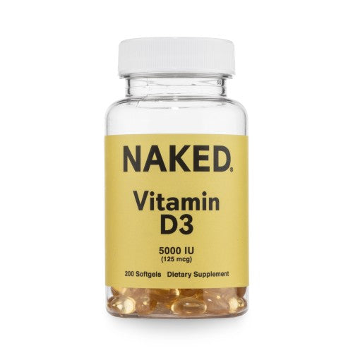 Suplemento diario de vitamina D3 | Vitamina D desnuda - 200 cápsulas blandas
