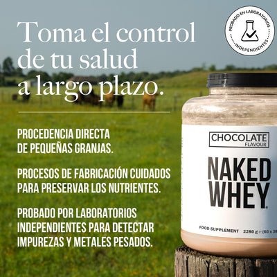 Proteína de suero de leche en polvo con sabor a chocolate | Naked Chocolate Whey - 5 libras