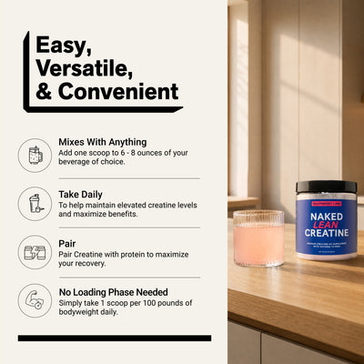 Naked Lean Creatine Raspberry Lime mixing and usage instructions.