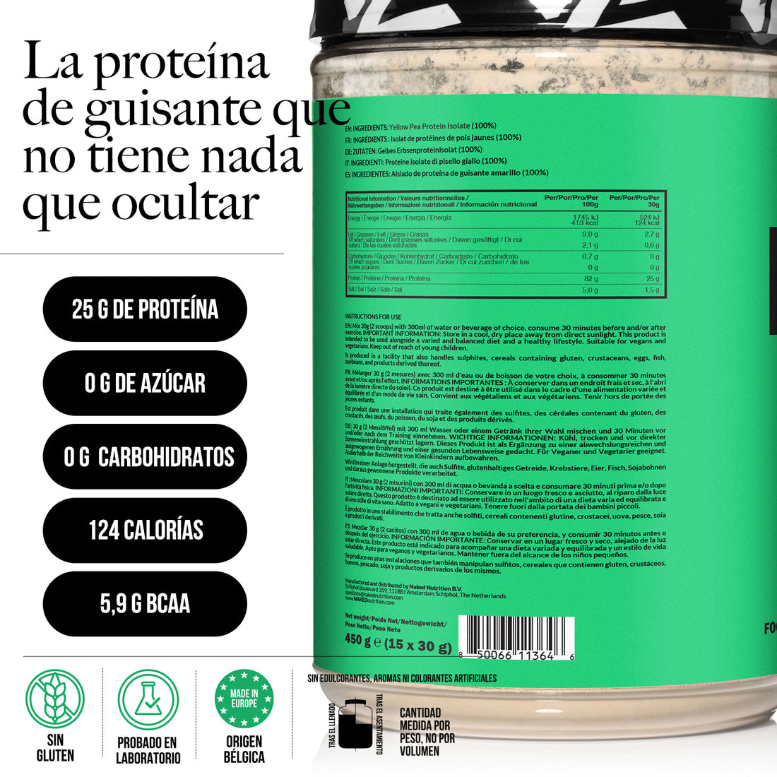 Proteína de guisante en polvo 1 libra | Naked Pea - 1 libra