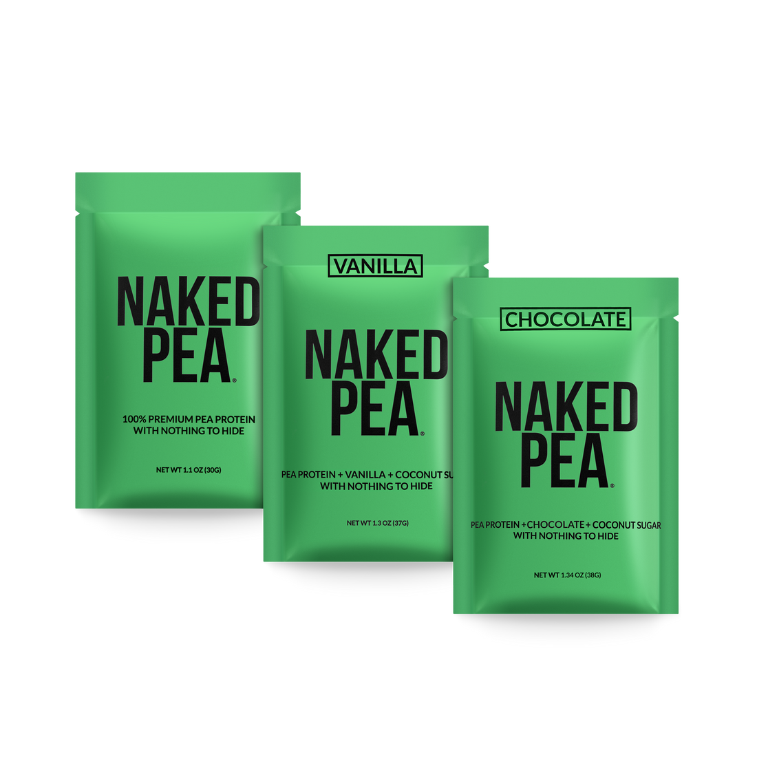 Paquete de muestra de proteína vegana en polvo