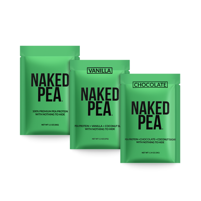Paquete de muestra de proteína vegana en polvo