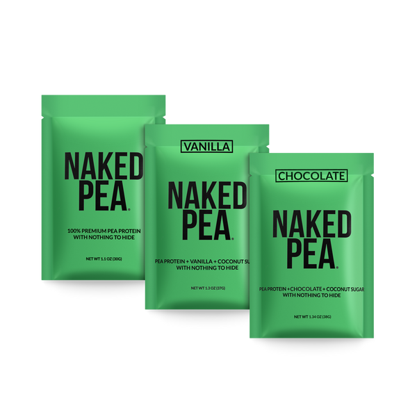Paquete de muestra de proteína vegana en polvo