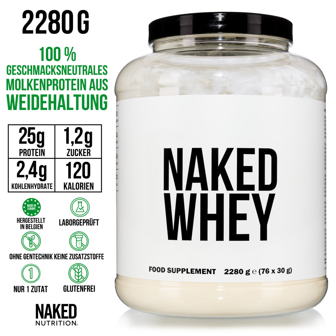 Molkenproteinpulver aus Weidehaltung | Naked Molke - 2280g
