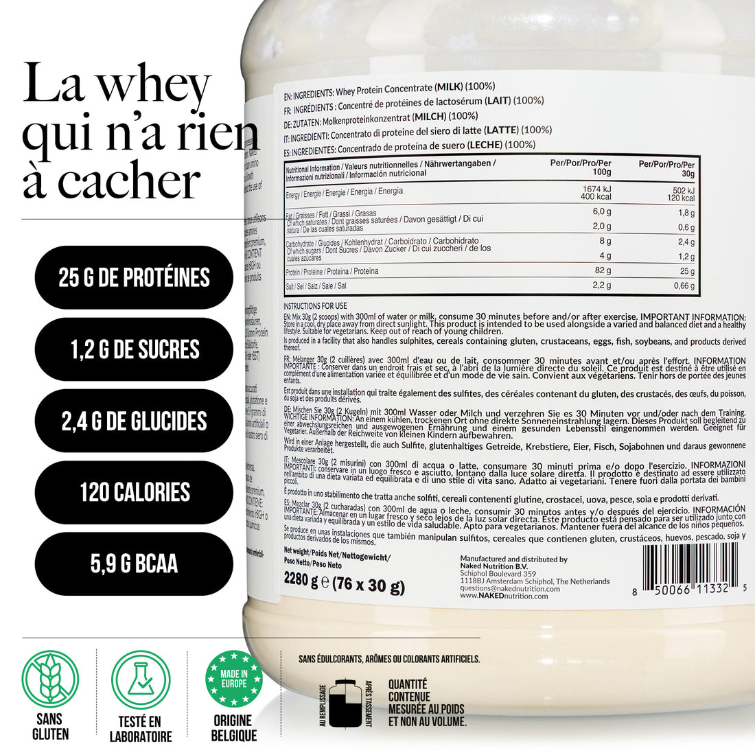 Protéine de Whey en Poudre | Naked Whey - 2280g