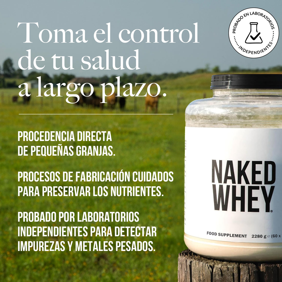 Proteína de suero de vacas alimentadas con pasto | Naked Whey - 5 libras