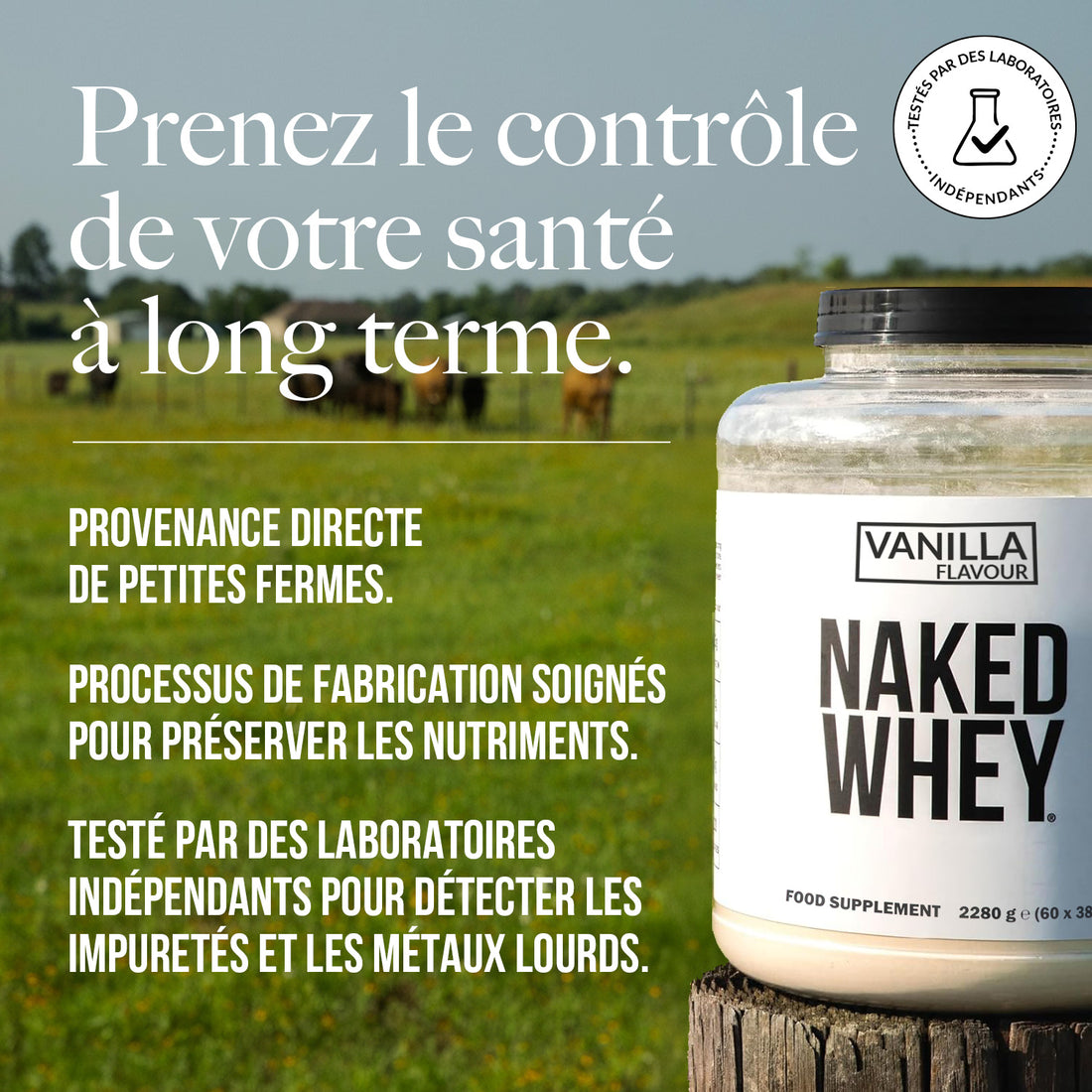 Protéines de Whey à la vanille | Naked Vanilla Whey - 2280g
