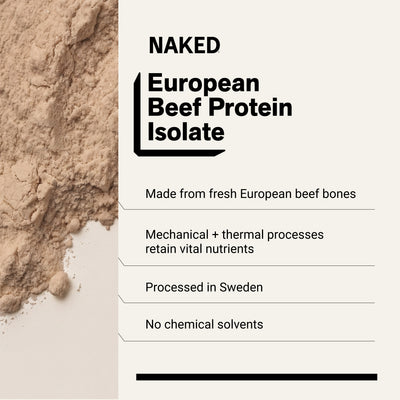 Naked Beef Protein with 21g protein, 100 calories and zero sugar.