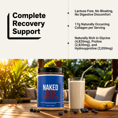Naked Beef Protein shake with naturally occurring collagen for recovery support.