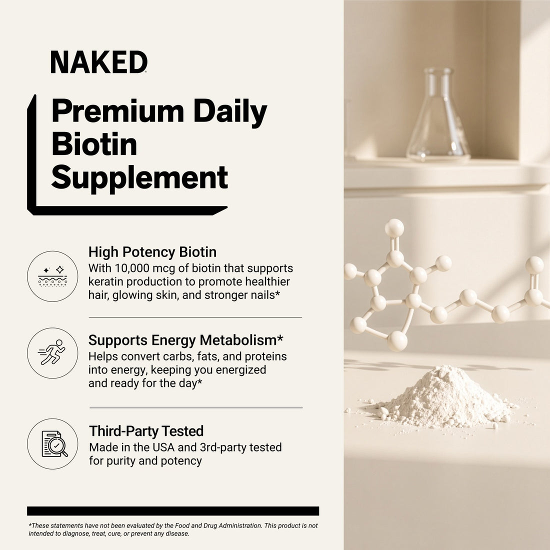 naked biotin supplement benefits infographic