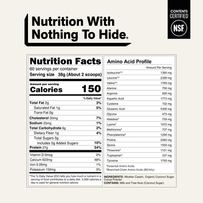 naked casein chocolate 5lb nutrition facts and amino acids.