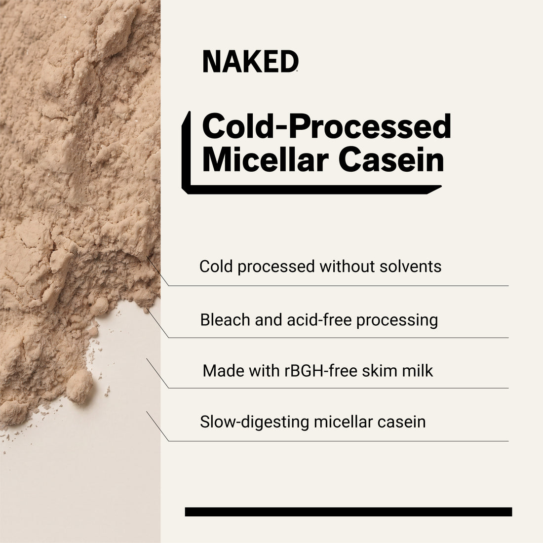 naked casein chocolate 5lb with 3 ingredients and 27g protein.