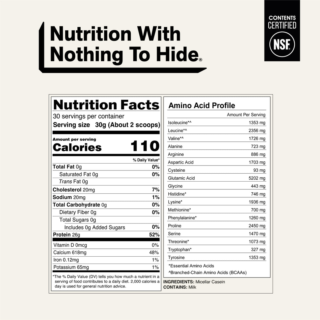 naked casein unflavored 2lb nutrition facts and amino acids.