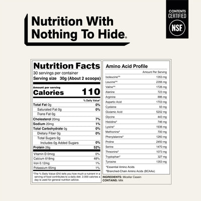 naked casein unflavored 2lb nutrition facts and amino acids.