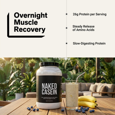 naked casein unflavored slow-digesting protein for overnight recovery.