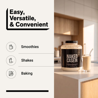 naked casein unflavored 5lb for smoothies, shakes, and baking.