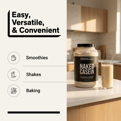 naked casein vanilla 2lb for smoothies, shakes, and baking.