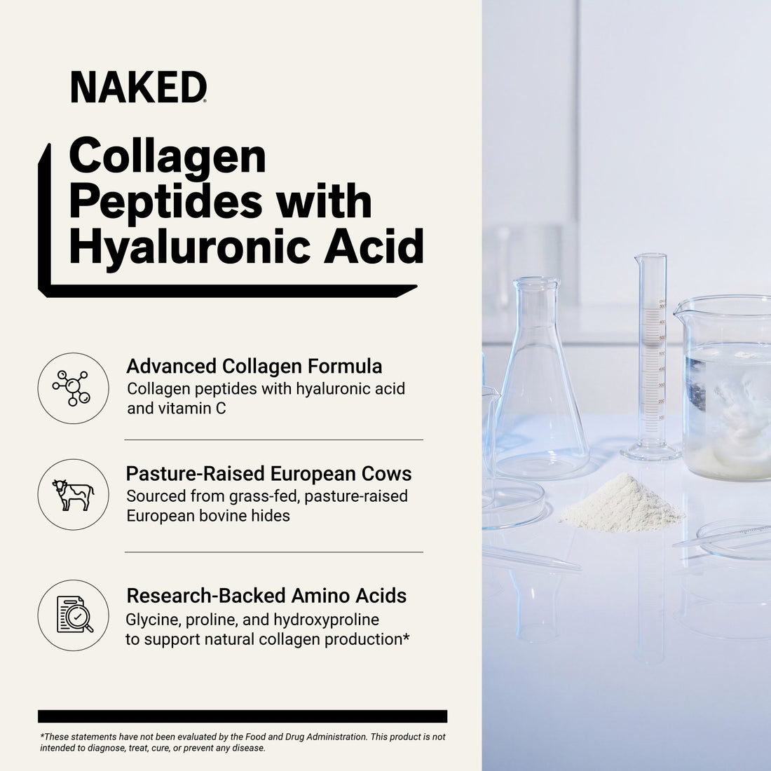 naked collagen advanced chocolate with hyaluronic acid and vitamin c.