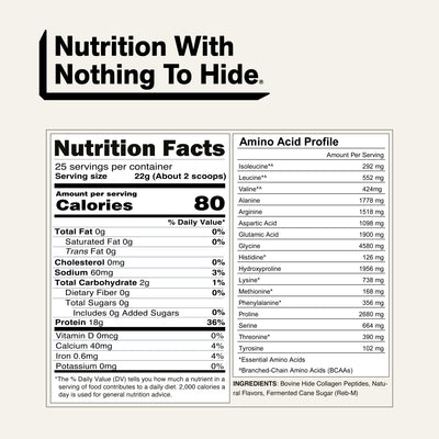 naked collagen caramel nutrition facts and amino acid profile.