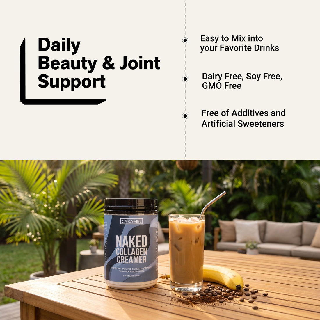 naked collagen creamer caramel for daily beauty and joint support.