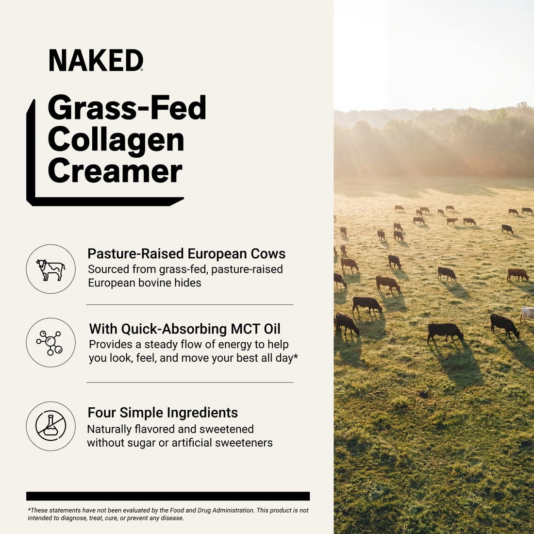 naked collagen creamer caramel with grass-fed collagen and mct oil.