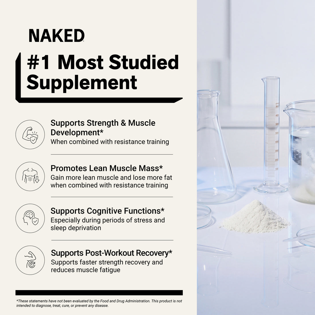 Naked Creatine Lemon Lime stick packs for muscle strength, recovery, and cognitive support.