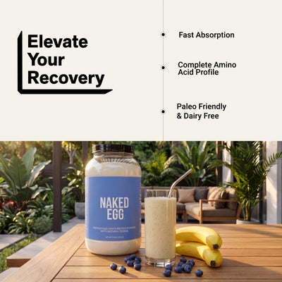naked egg protein powder with a smoothie for workout recovery