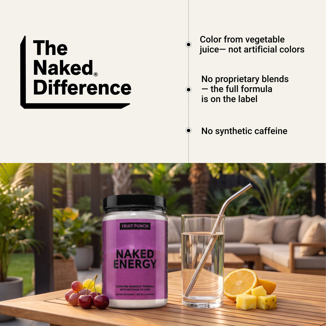 naked energy fruit punch pre-workout ingredient highlights.