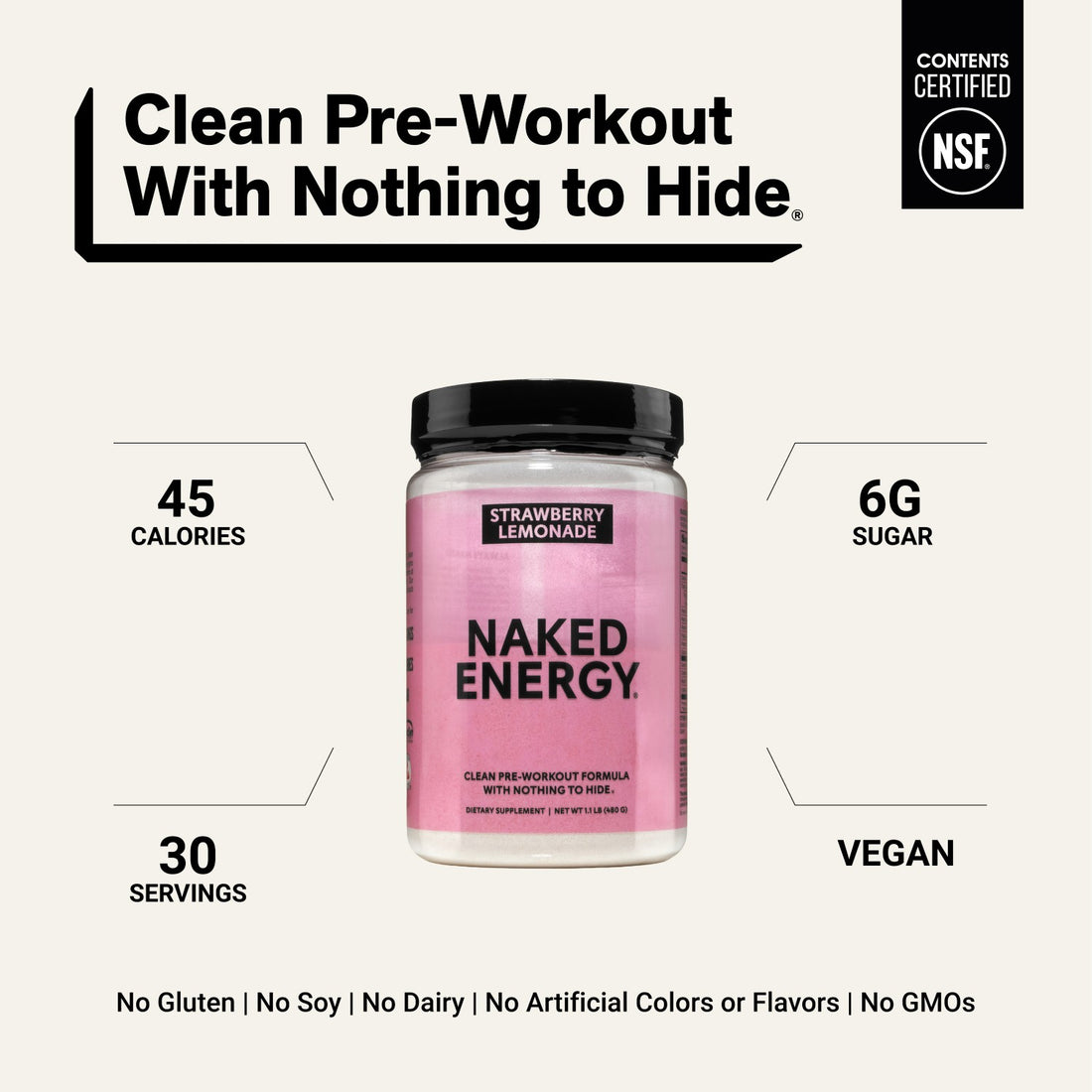 naked energy strawberry lemonade pre-workout with 30 servings.