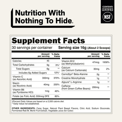 naked energy strawberry lemonade supplement facts.