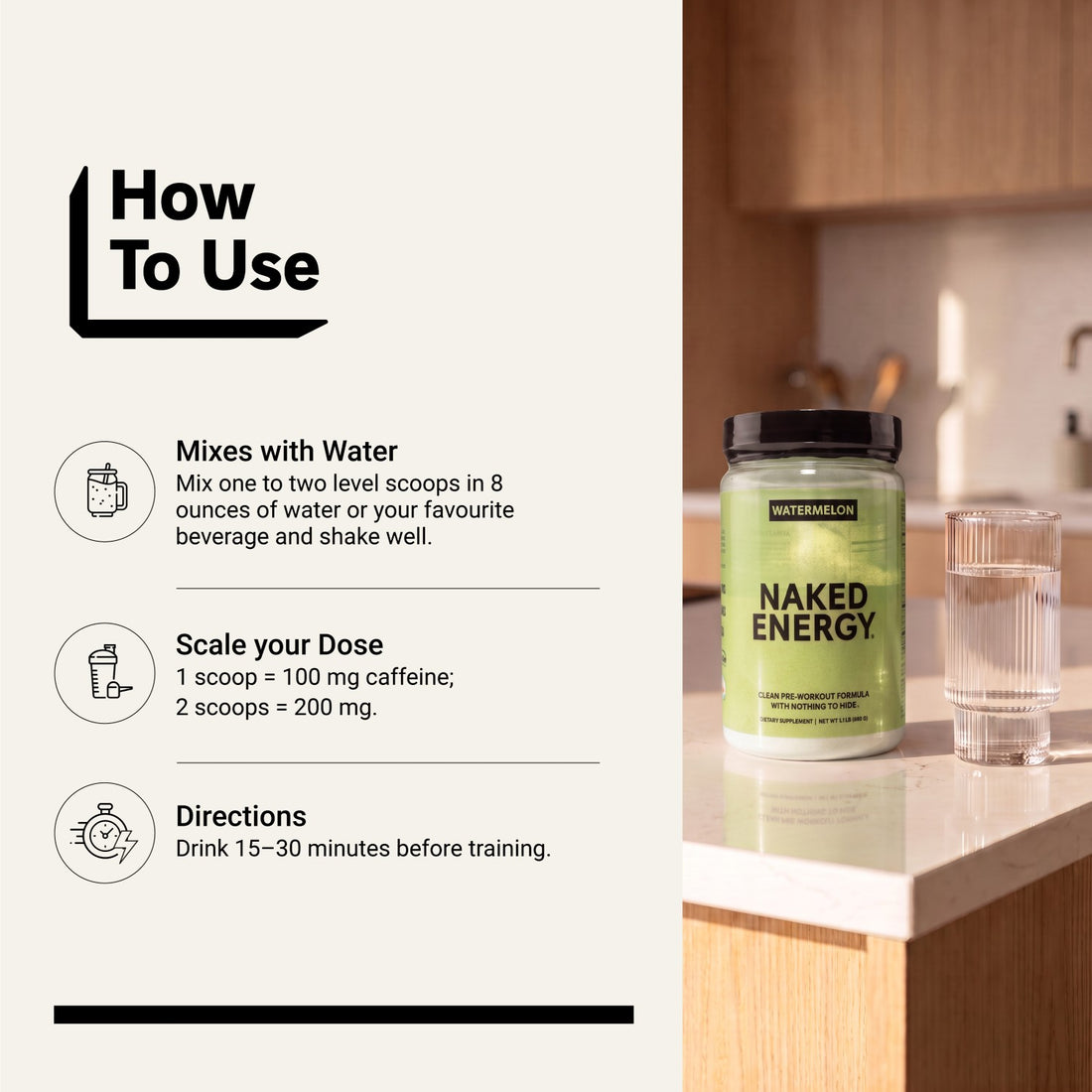 how to mix and use naked energy watermelon pre-workout.