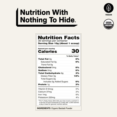 naked fiber organic baobab powder nutrition facts