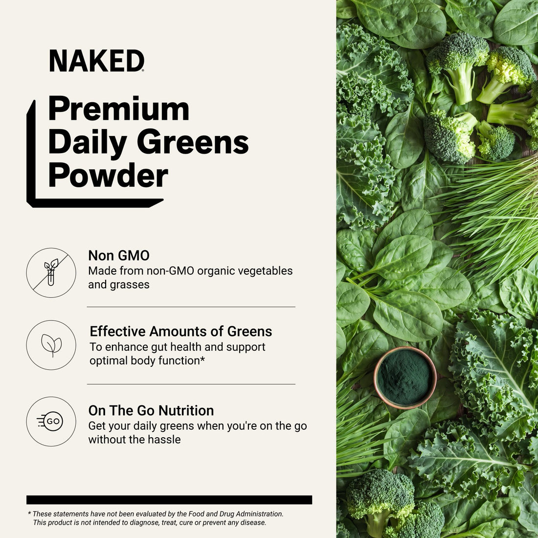 naked greens daily greens powder benefits infographic