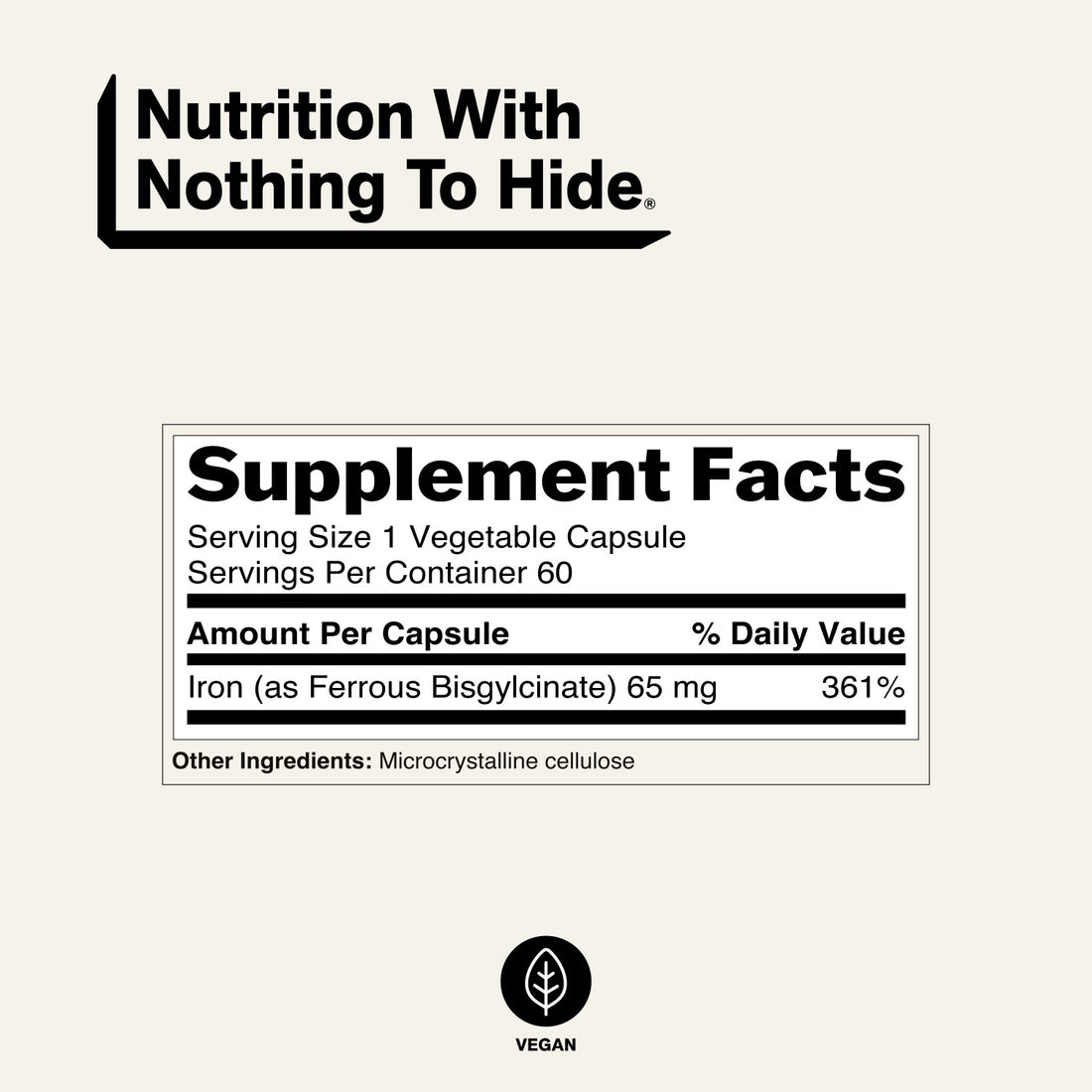 naked iron ferrous bisglycinate supplement facts