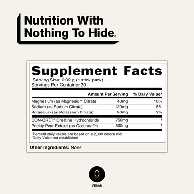 Naked Lean Creatine stick packs supplement facts and ingredients
