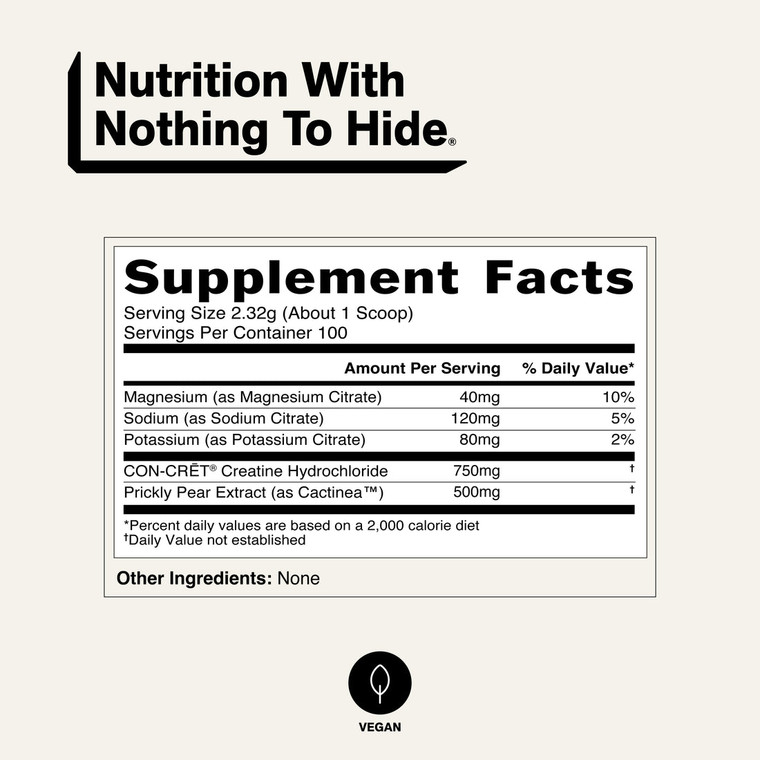 Naked Lean Creatine Unflavored supplement facts and ingredients.