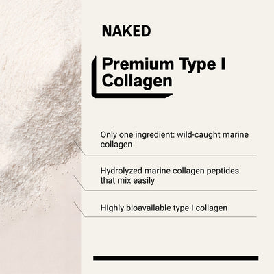 naked marine collagen with 11g protein, 45 calories, and zero sugar.