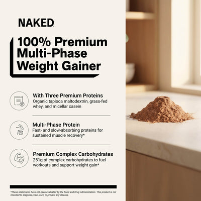 naked mass chocolate weight gainer benefits infographic