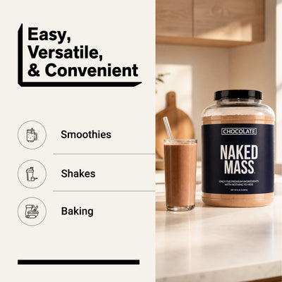 naked mass chocolate for smoothies, shakes and baking