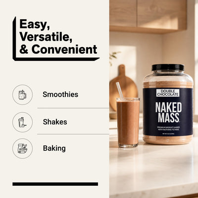 naked mass double chocolate for smoothies, shakes and baking
