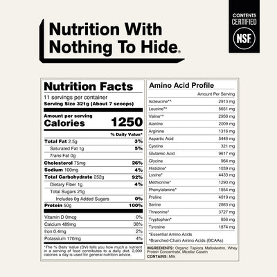 naked mass unflavored 8 lb nutrition facts