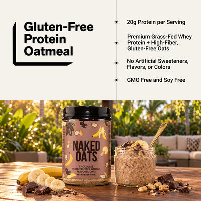 naked oats chocolate peanut butter banana protein oatmeal infographic