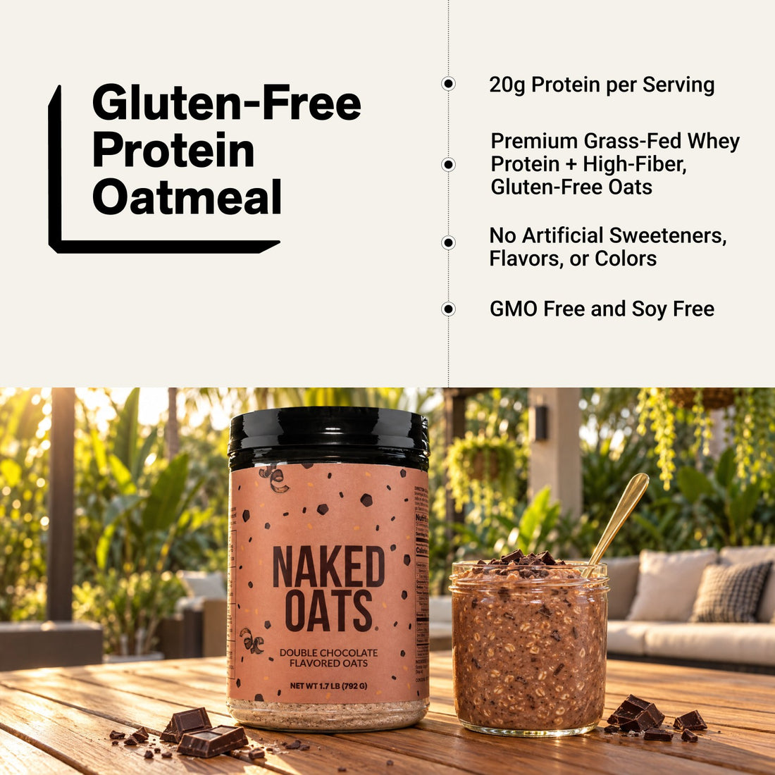 naked oats double chocolate protein oatmeal infographic
