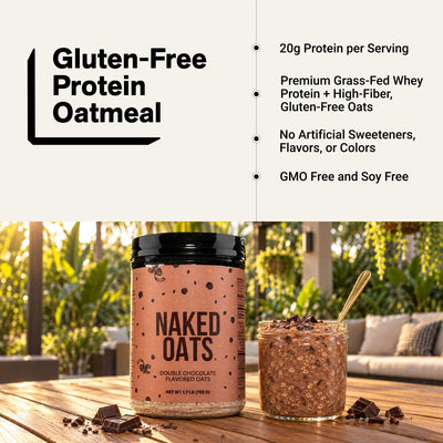 naked oats double chocolate protein oatmeal infographic