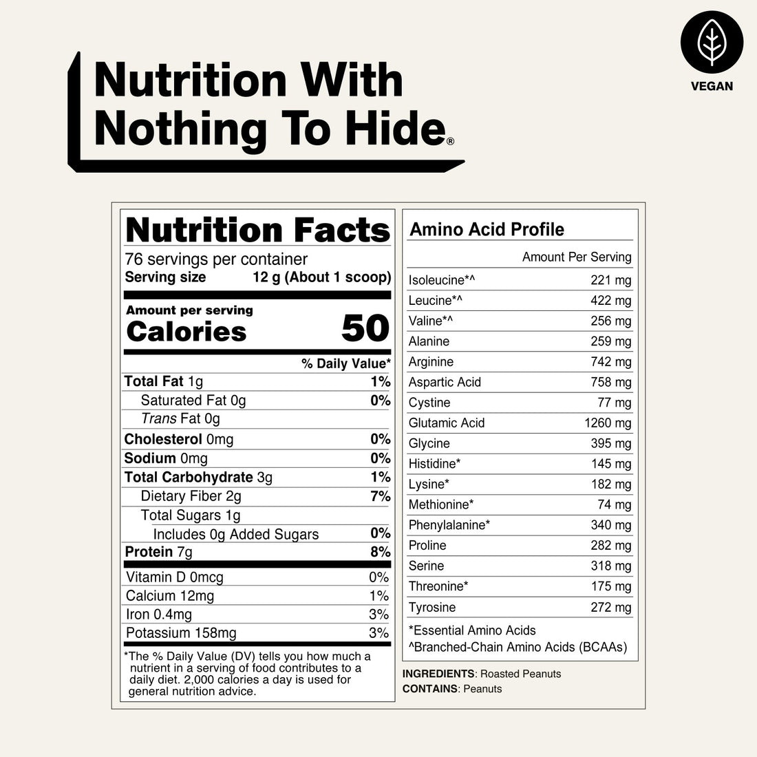 naked pb nutrition facts and amino acid profile