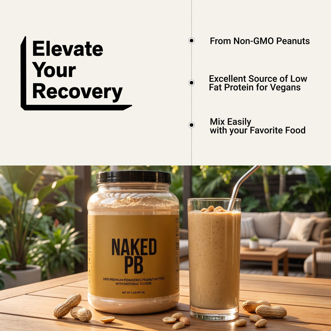 naked pb peanut butter powder recovery infographic