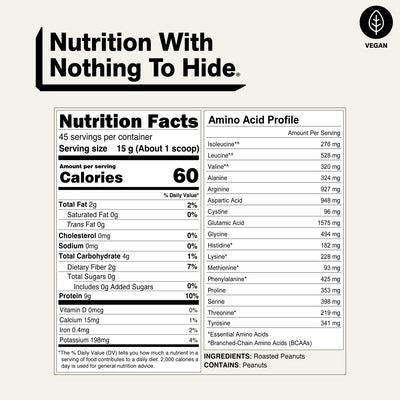naked pb nutrition facts and amino acid profile