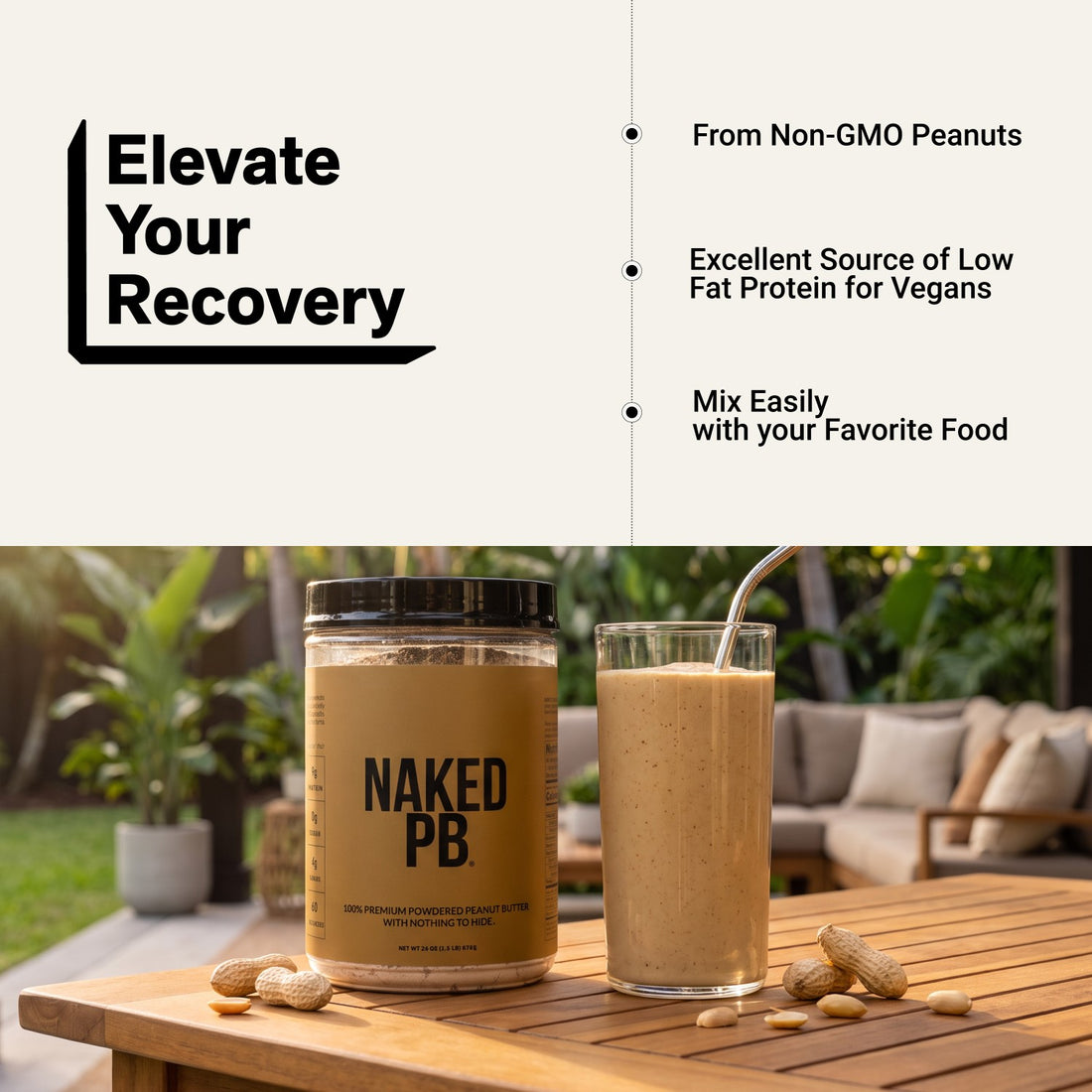 naked pb peanut butter powder recovery infographic