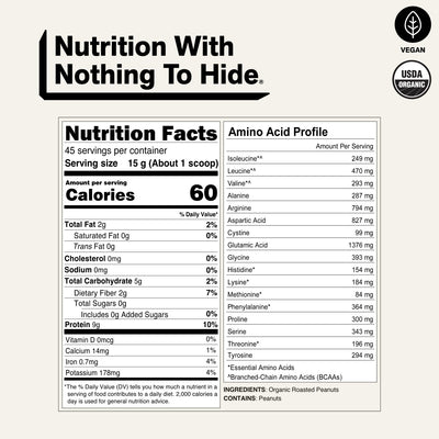 naked pb organic nutrition facts and amino acid profile