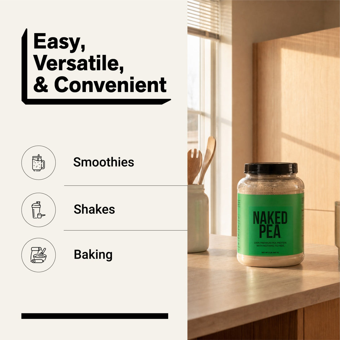 naked pea unflavored for smoothies, shakes and baking